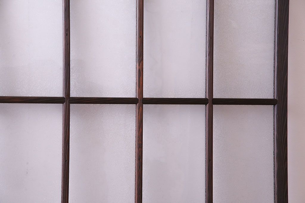 和製アンティーク　結霜ガラス　モダンなデザインのガラス戸(引き戸、建具)2枚セット(1)