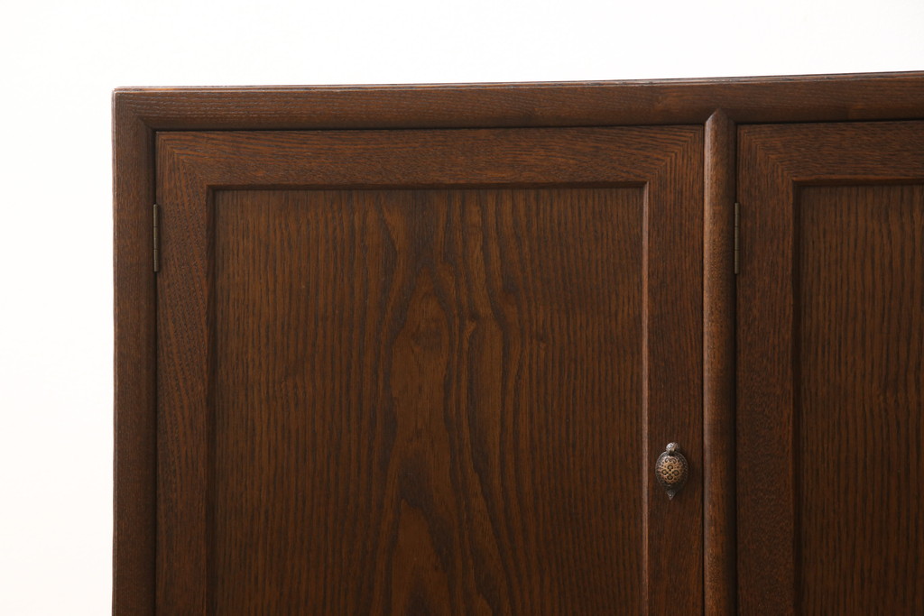 中古　美品　国産高級工芸家具　タモ材　松本民芸風　シンプルで洗練された佇まいの朝鮮棚サイドボード(収納棚、戸棚、キャビネット)(R-056424)