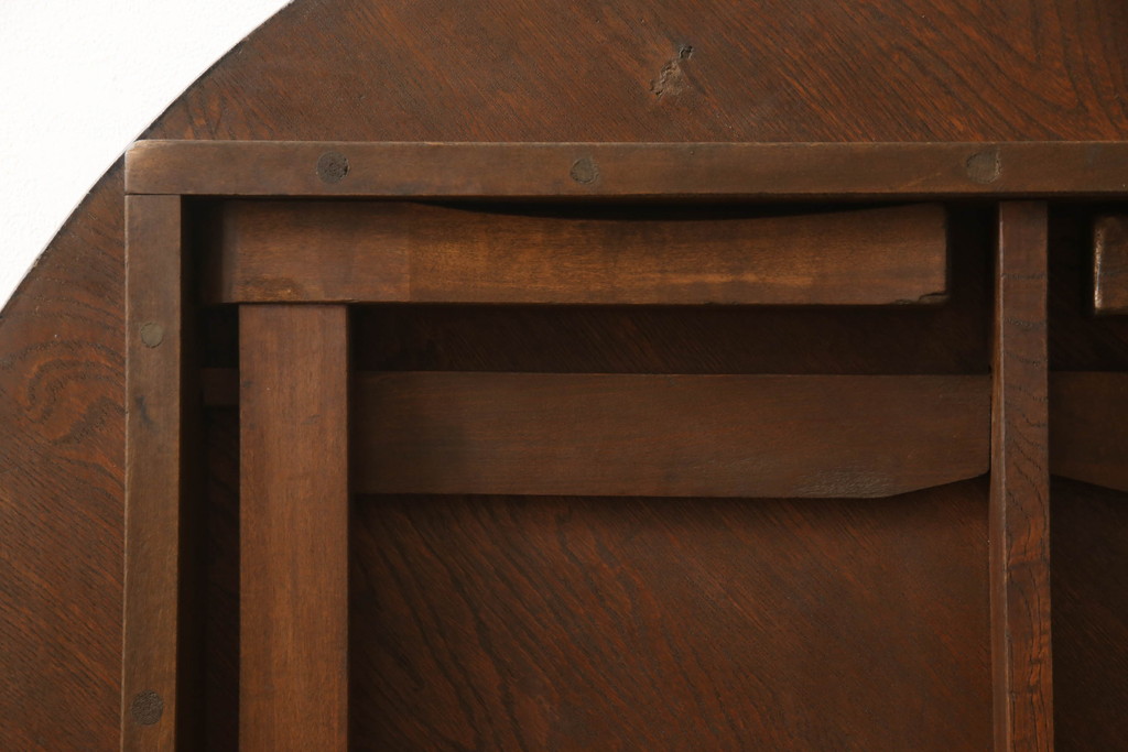 和製アンティーク　栓材　レトロな空間づくりに活躍する丸型ちゃぶ台(座卓、ローテーブル、折り畳みテーブル)(R-051313)