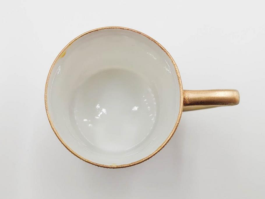 明治〜大正期　オールドノリタケ　NORITAKE　ハンドペイント　金彩　金盛　白鳥葦文　優雅な雰囲気漂うポット・カップ&ソーサー4客・プレート5枚セット(トリオ、デミタス、コーヒー、C&S、碗皿)(R-083678)