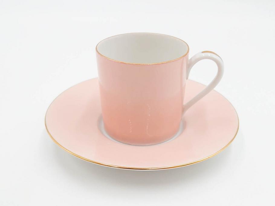 昭和初期　オールドノリタケ　NORITAKE　金彩　色蒔き?　ピンク　クリーム　グリーン　ブルー　グレー　心がほどけるような色彩のやさしさが魅力のカップ&ソーサー5客セット(マルキ印、碗皿、C&S、洋食器)(R-083679)