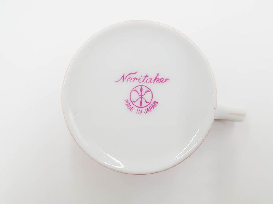 昭和初期　オールドノリタケ　NORITAKE　金彩　色蒔き?　ピンク　クリーム　グリーン　ブルー　グレー　心がほどけるような色彩のやさしさが魅力のカップ&ソーサー5客セット(マルキ印、碗皿、C&S、洋食器)(R-083679)