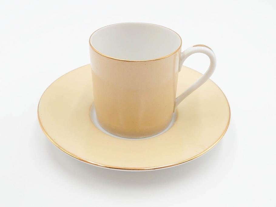 昭和初期　オールドノリタケ　NORITAKE　金彩　色蒔き?　ピンク　クリーム　グリーン　ブルー　グレー　心がほどけるような色彩のやさしさが魅力のカップ&ソーサー5客セット(マルキ印、碗皿、C&S、洋食器)(R-083679)