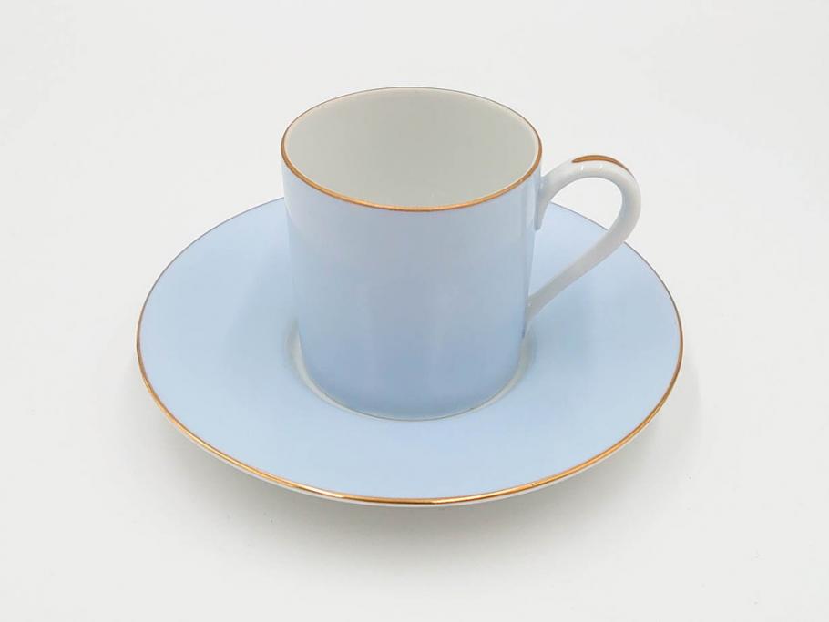昭和初期　オールドノリタケ　NORITAKE　金彩　色蒔き?　ピンク　クリーム　グリーン　ブルー　グレー　心がほどけるような色彩のやさしさが魅力のカップ&ソーサー5客セット(マルキ印、碗皿、C&S、洋食器)(R-083679)