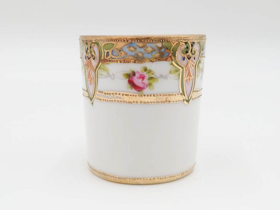 戦前　オールドノリタケ　NORITAKE　ハンドペイント　金彩　金盛　花　どんなシーンにも華を添え優雅な空間を創り出すカップ&ソーサー5客セット(マルキ印、ヤジロベー印、碗皿、C&S、洋食器)(R-083680)
