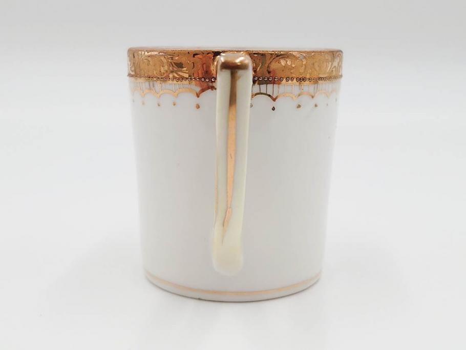 戦前　オールドノリタケ　NORITAKE　ハンドペイント　金彩　金盛　花　どんなシーンにも華を添え優雅な空間を創り出すカップ&ソーサー5客セット(マルキ印、ヤジロベー印、碗皿、C&S、洋食器)(R-083680)