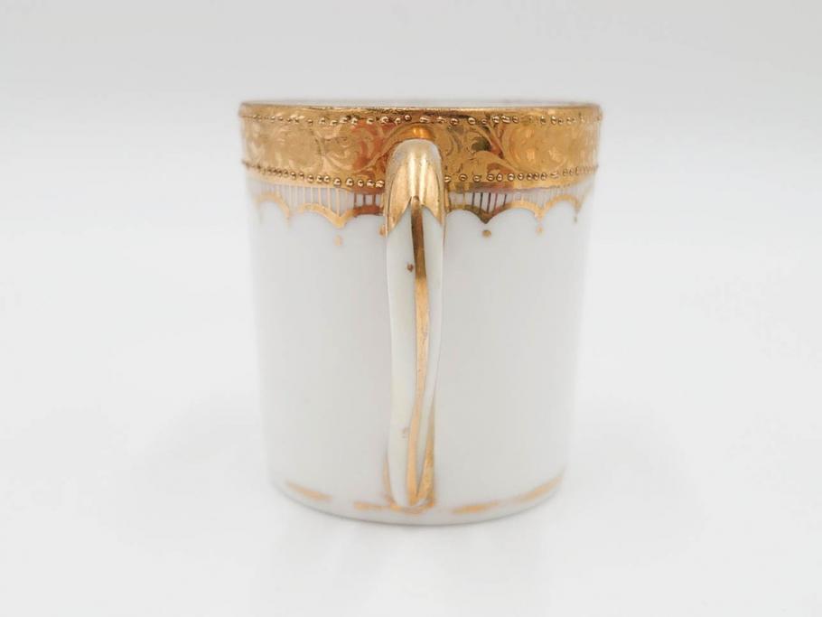 戦前　オールドノリタケ　NORITAKE　ハンドペイント　金彩　金盛　花　どんなシーンにも華を添え優雅な空間を創り出すカップ&ソーサー5客セット(マルキ印、ヤジロベー印、碗皿、C&S、洋食器)(R-083680)