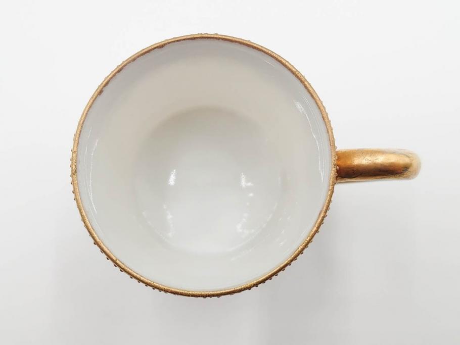 戦前　オールドノリタケ　NORITAKE　ハンドペイント　金彩　金盛　花　どんなシーンにも華を添え優雅な空間を創り出すカップ&ソーサー5客セット(マルキ印、ヤジロベー印、碗皿、C&S、洋食器)(R-083680)
