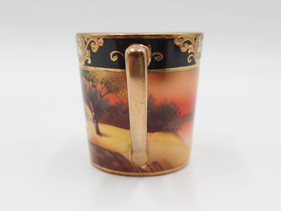 戦前　オールドノリタケ　NORITAKE　オールド名陶　ハンドペイント　ラスター彩　金彩　金盛　花　バラエティ豊かなデザインで毎日を彩るカップ&ソーサー4客セット(フラワー、マルキ印、ライジングサン印、碗皿、C&S、洋食器)(R-083681)