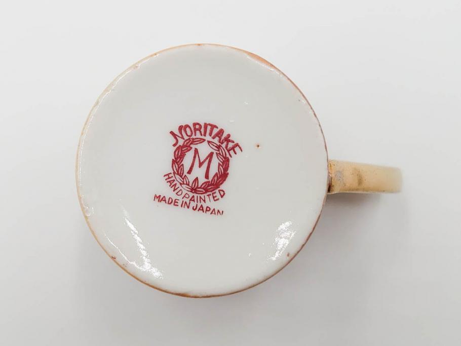 戦前　オールドノリタケ　NORITAKE　オールド名陶　ハンドペイント　ラスター彩　金彩　金盛　花　バラエティ豊かなデザインで毎日を彩るカップ&ソーサー4客セット(フラワー、マルキ印、ライジングサン印、碗皿、C&S、洋食器)(R-083681)