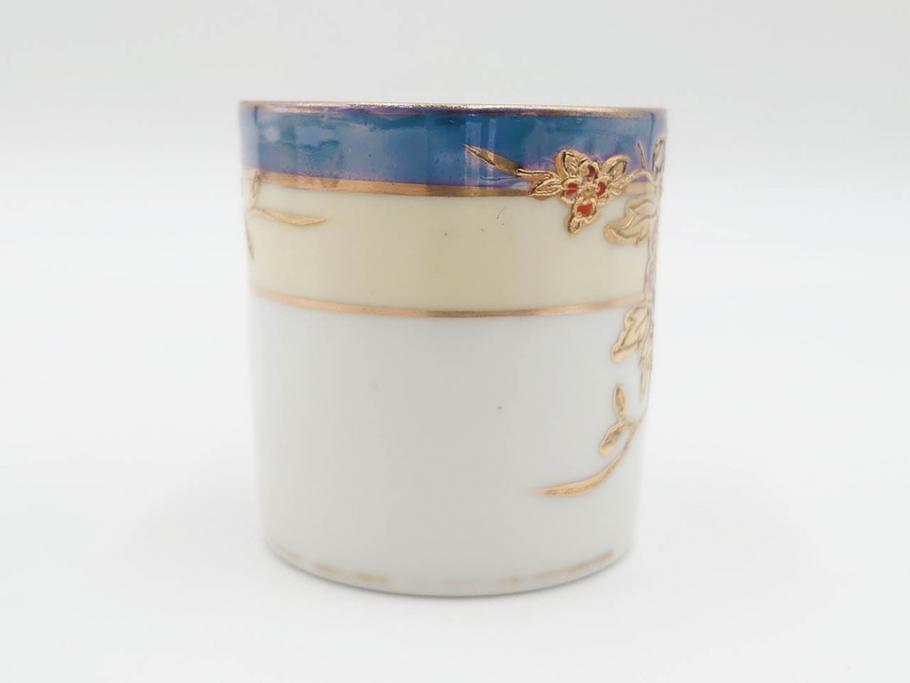 戦前　オールドノリタケ　NORITAKE　オールド名陶　ハンドペイント　ラスター彩　金彩　金盛　花　バラエティ豊かなデザインで毎日を彩るカップ&ソーサー4客セット(フラワー、マルキ印、ライジングサン印、碗皿、C&S、洋食器)(R-083681)
