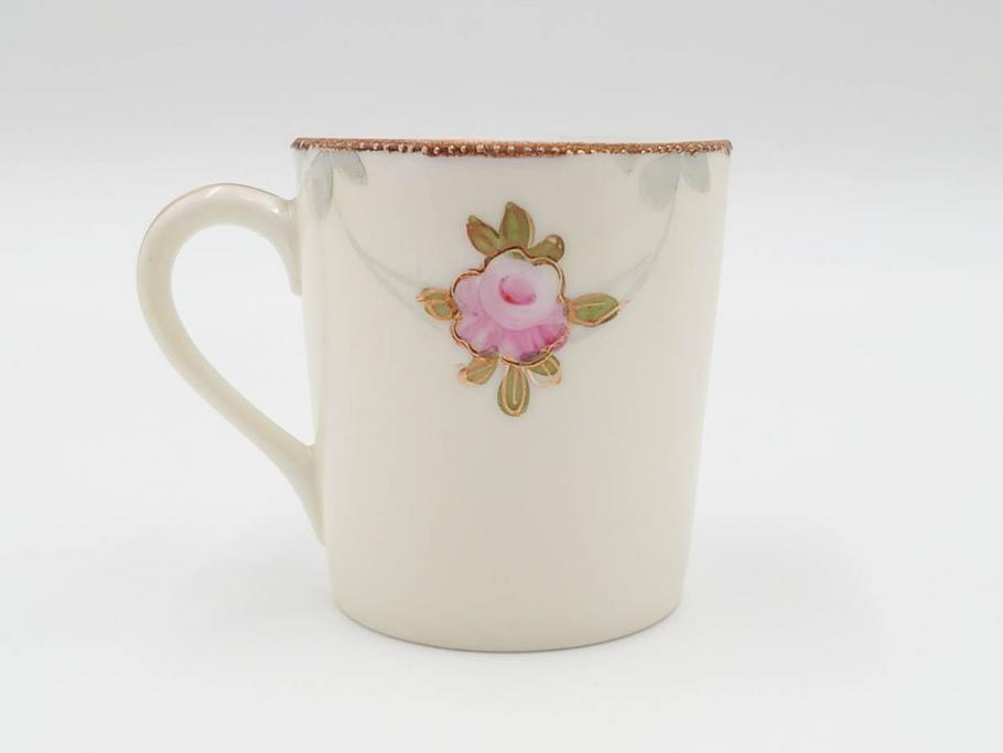 戦前　オールドノリタケ　NORITAKE　オールド名陶　ハンドペイント　ラスター彩　金彩　金盛　花　バラエティ豊かなデザインで毎日を彩るカップ&ソーサー4客セット(フラワー、マルキ印、ライジングサン印、碗皿、C&S、洋食器)(R-083681)