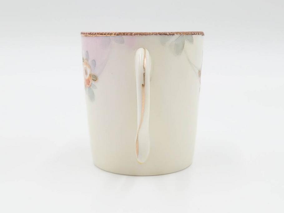 戦前　オールドノリタケ　NORITAKE　オールド名陶　ハンドペイント　ラスター彩　金彩　金盛　花　バラエティ豊かなデザインで毎日を彩るカップ&ソーサー4客セット(フラワー、マルキ印、ライジングサン印、碗皿、C&S、洋食器)(R-083681)