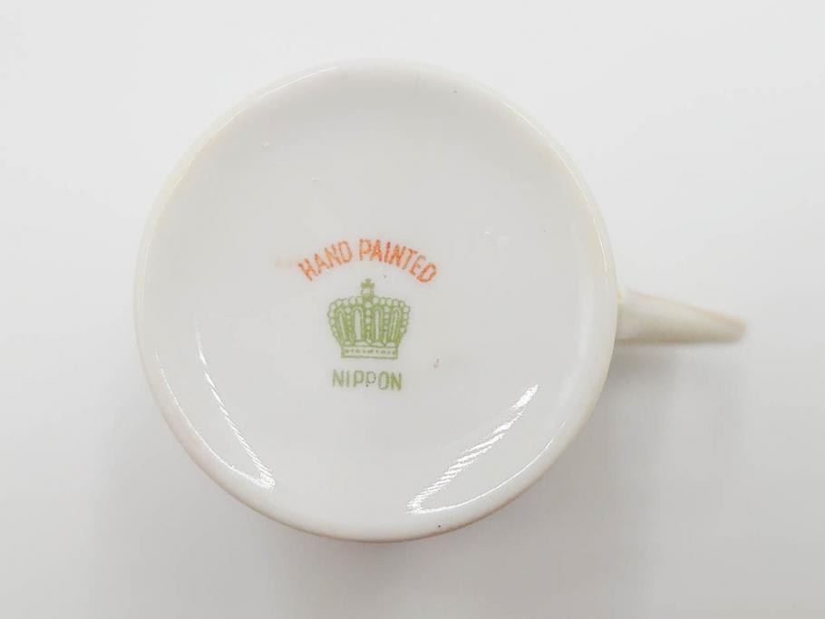 戦前　オールドノリタケ　NORITAKE　オールド名陶　ハンドペイント　ラスター彩　金彩　金盛　花　バラエティ豊かなデザインで毎日を彩るカップ&ソーサー4客セット(フラワー、マルキ印、ライジングサン印、碗皿、C&S、洋食器)(R-083681)