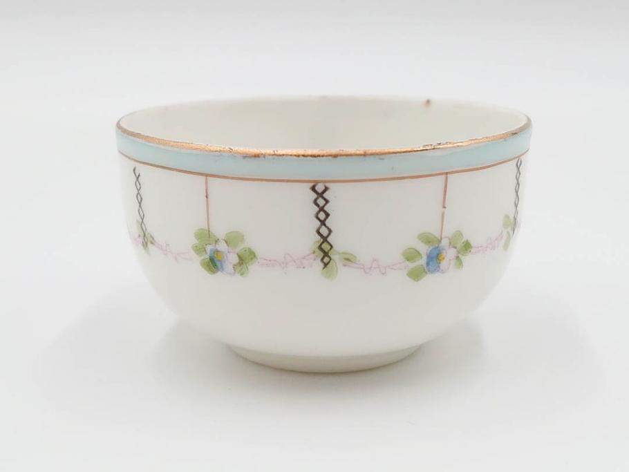 戦前　オールドノリタケ　NORITAKE　オールド名陶　ハンドペイント　ラスター彩　金彩　金盛　花　バラエティ豊かなデザインで毎日を彩るカップ&ソーサー4客セット(フラワー、マルキ印、ライジングサン印、碗皿、C&S、洋食器)(R-083681)