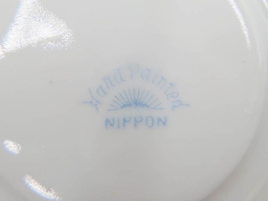 戦前　オールドノリタケ　NORITAKE　オールド名陶　ハンドペイント　ラスター彩　金彩　金盛　花　バラエティ豊かなデザインで毎日を彩るカップ&ソーサー4客セット(フラワー、マルキ印、ライジングサン印、碗皿、C&S、洋食器)(R-083681)