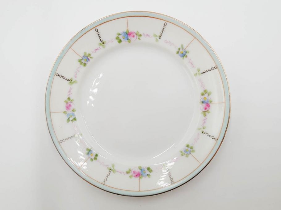 戦前　オールドノリタケ　NORITAKE　オールド名陶　ハンドペイント　ラスター彩　金彩　金盛　花　バラエティ豊かなデザインで毎日を彩るカップ&ソーサー4客セット(フラワー、マルキ印、ライジングサン印、碗皿、C&S、洋食器)(R-083681)