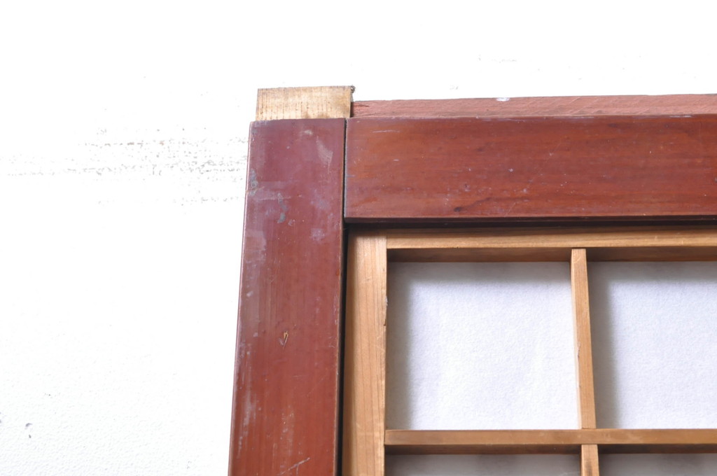 アンティーク建具　上手物!! 高級品 腰板欅(ケヤキ)材 丸面取り縦格子の幅狭格子戸4枚セット(引き戸)(R-068280)