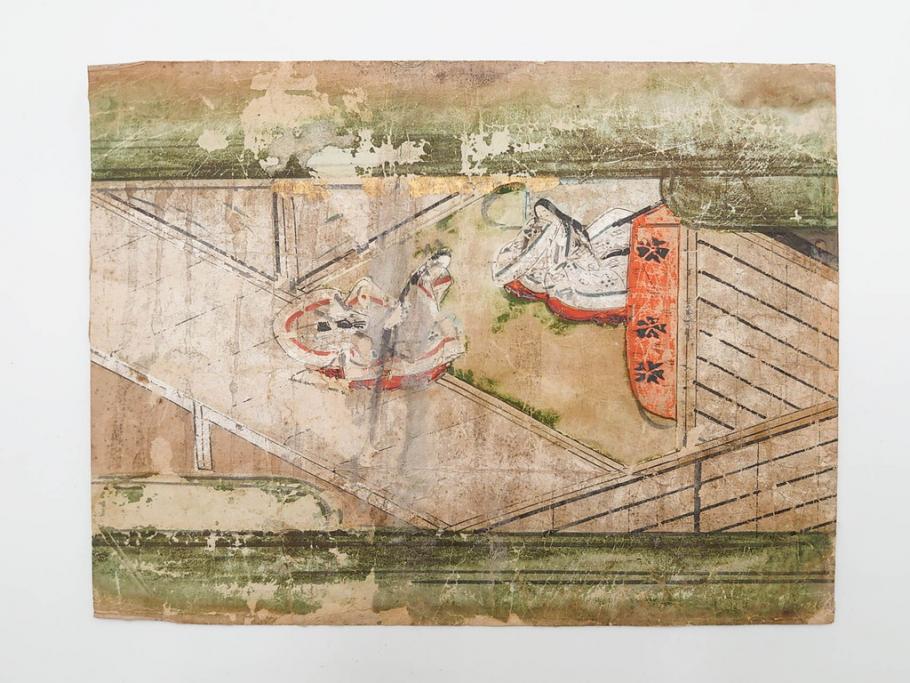 時代物　江戸期　奈良絵7枚セット(物語絵、風景、貴族、狐)(R-083684)