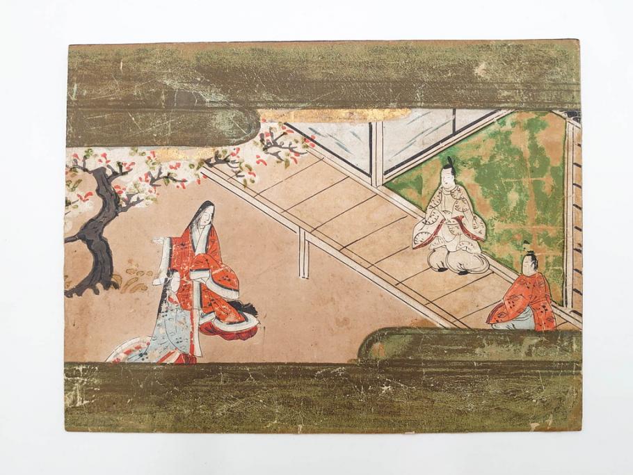 時代物　江戸期　奈良絵7枚セット(物語絵、風景、貴族、狐)(R-083684)