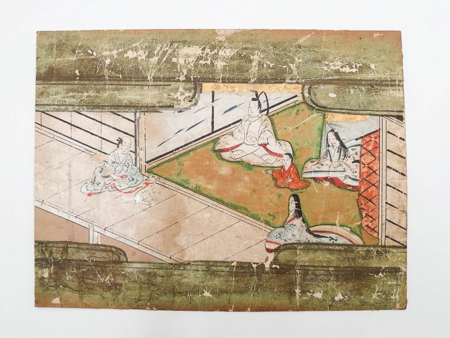 時代物　江戸期　奈良絵7枚セット(物語絵、風景、貴族、狐)(R-083684)