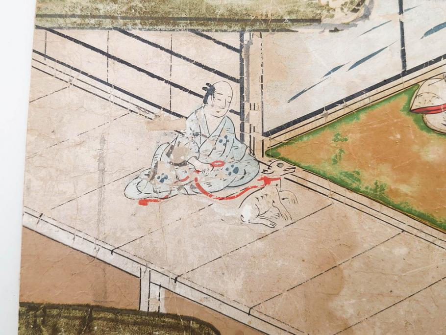 時代物　江戸期　奈良絵7枚セット(物語絵、風景、貴族、狐)(R-083684)