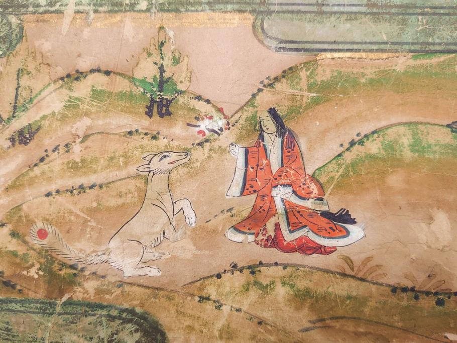 時代物　江戸期　奈良絵7枚セット(物語絵、風景、貴族、狐)(R-083684)