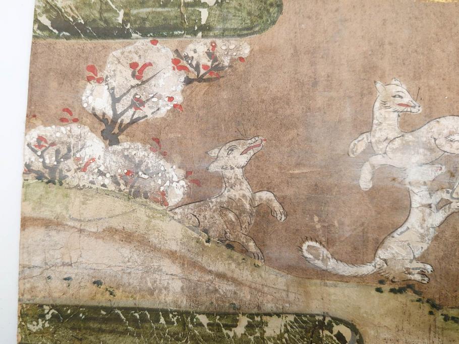 時代物　江戸期　奈良絵7枚セット(物語絵、風景、貴族、狐)(R-083684)