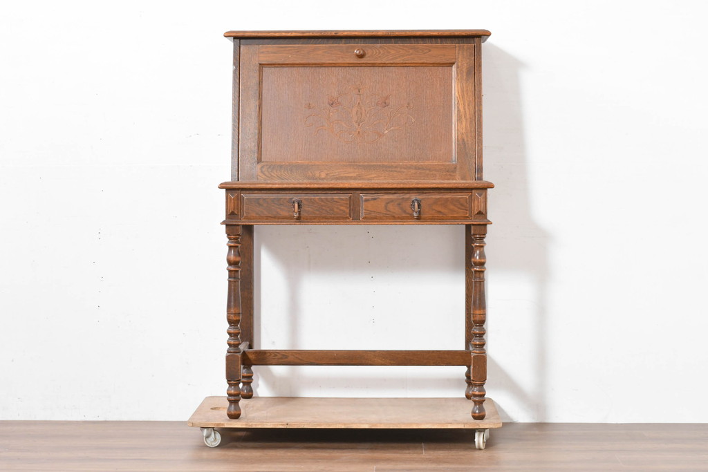 中古　美品　三越家具(現カントリーハウス)　Brugge(ブルージュ)　温かみのある色合いが素敵!カントリースタイルの空間づくりにおすすめのライティングビューロー(簿記机、ワークデスク、在宅用、在宅ワーク用)(定価約36万円)(R-083715)