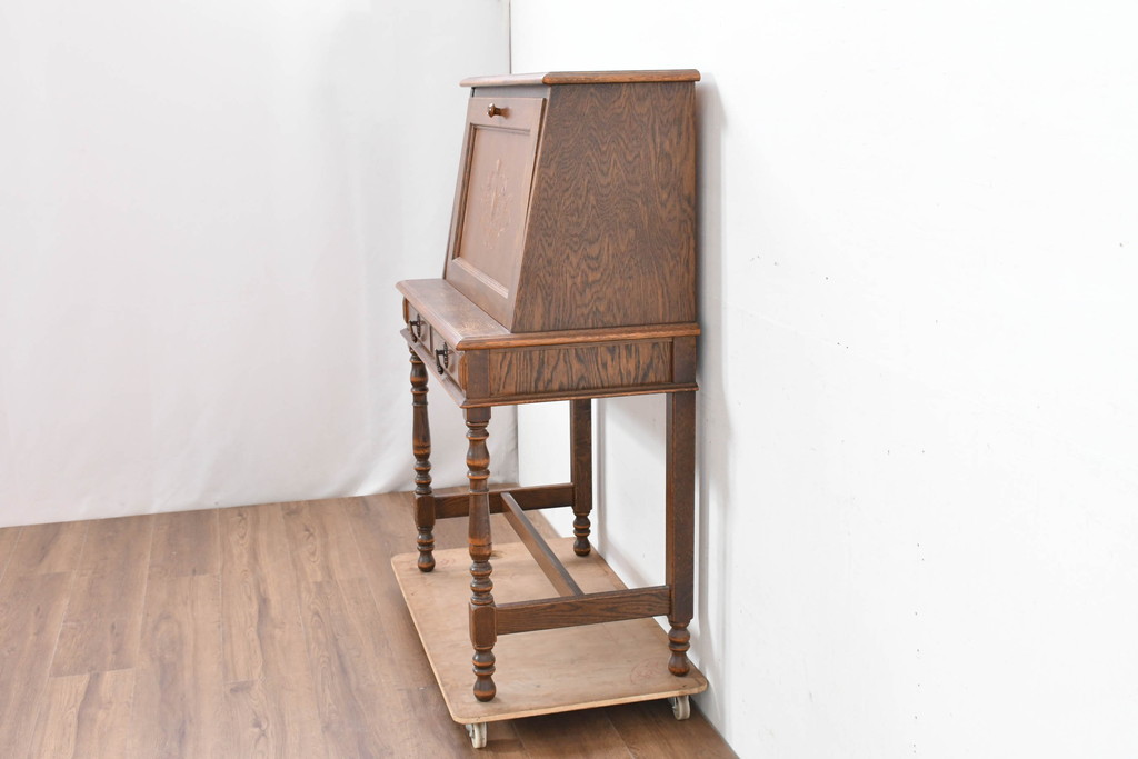 中古　美品　三越家具(現カントリーハウス)　Brugge(ブルージュ)　温かみのある色合いが素敵!カントリースタイルの空間づくりにおすすめのライティングビューロー(簿記机、ワークデスク、在宅用、在宅ワーク用)(定価約36万円)(R-083715)
