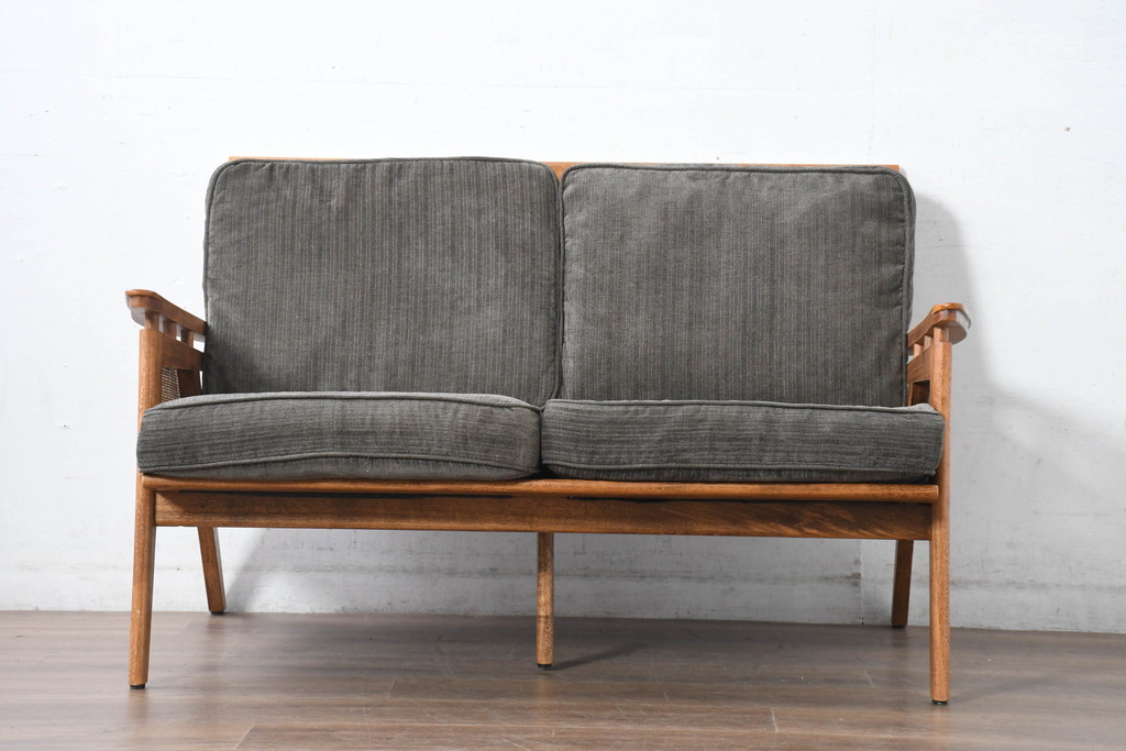 中古　アクメ ファニチャー(ACME Furniture)　ウィッカー(WICKER)　落ち着いた色味でどの空間にも取り入れやすい2人掛けソファ(2P、二人掛け)(R-083601)