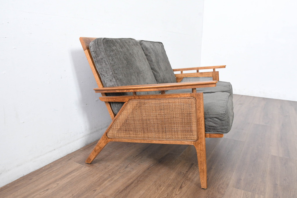 中古　アクメ ファニチャー(ACME Furniture)　ウィッカー(WICKER)　落ち着いた色味でどの空間にも取り入れやすい2人掛けソファ(2P、二人掛け)(R-083601)