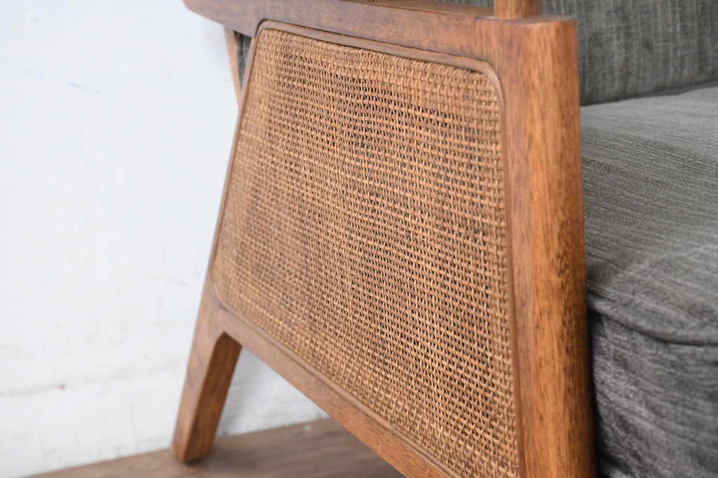 中古　アクメ ファニチャー(ACME Furniture)　ウィッカー(WICKER)　落ち着いた色味でどの空間にも取り入れやすい2人掛けソファ(2P、二人掛け)(R-083601)