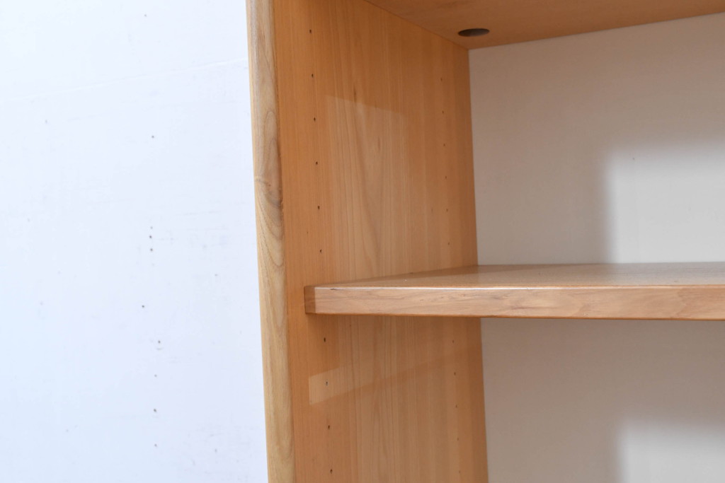デンマークビンテージ　ビーチ材　シンプルなデザインがお部屋に馴染みやすいオープンシェルフ(本棚、ブックシェルフ、オープンラック、収納棚、飾り棚、ヴィンテージ、北欧)(R-083743)
