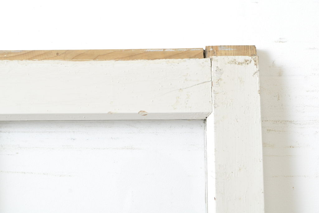 アンティーク建具　ペイント仕上げ限定　ホワイトカラーが爽やかなガラス戸1枚セット(引き戸、建具)(R-062865)