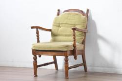 中古　超美品　北欧家具　老舗家具メーカー CARL HANSEN & SON(カール・ハンセン&サン)　ハンス J. ウェグナー(HANS J. WEGNER)デザイン　CH24　オーク材　　本革(レザー)クッション付き　特徴的なラインを描く美しいフォルムのYチェア(ワイチェア、ダイニングチェア、アームチェア、イス、椅子)(定価約17万円)(R-083149)