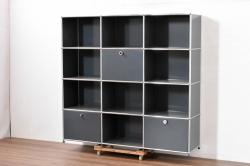 中古　美品　スイス　USMハラー(USM Haller)　洗練されたデザインで収納と美観を両立させるオープンラック(キャビネット、収納棚、飾り棚、陳列棚、店舗什器)(定価約60万円)(R-083791)　　　　　　　　　　　　　　　