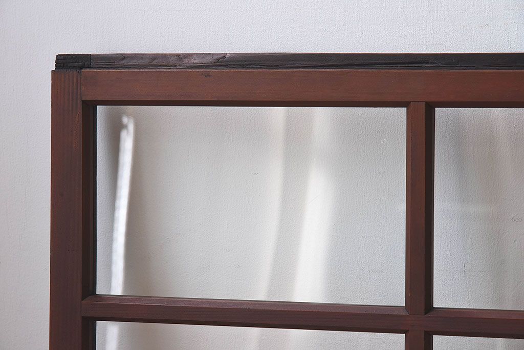 和製アンティーク　小振りなサイズが可愛らしい　レトロなガラス戸(窓)4枚セット