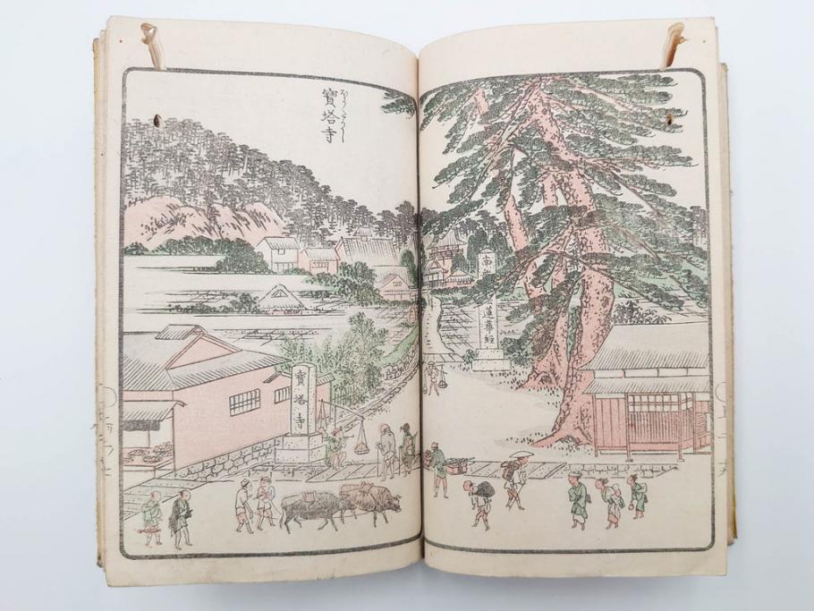 江戸期　暁晴翁著　松川半山画　淀川両岸一覧　上り船の部　上下 2冊揃(木版画、地誌、古書、和本)(R-083687)　