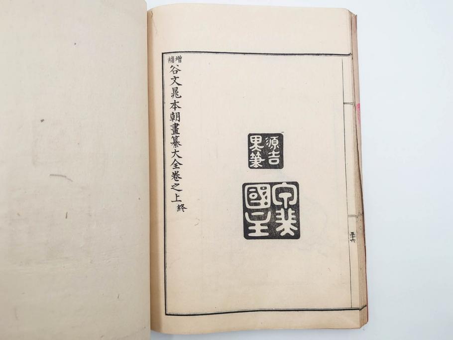 明治27年　増補　谷文晁本朝画纂大全　4冊揃(彩色木版画、古書、和本)(R-083690)　
