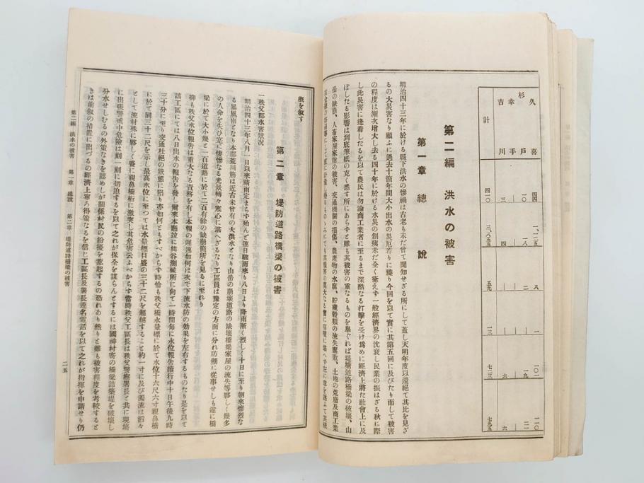 大正元年　「埼玉県水害誌」　洪水氾濫之図付き(埼玉県庁、災害、地誌、和書、古書、古本、古文書、古地図、附図)(R-077218)