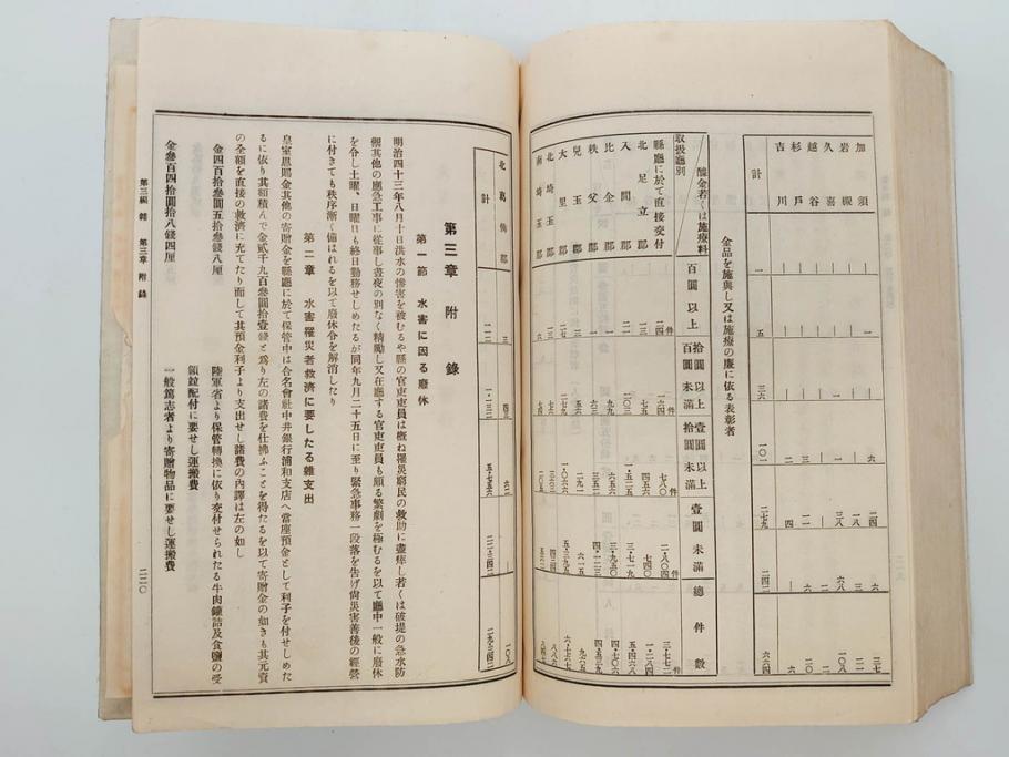 大正元年　「埼玉県水害誌」　洪水氾濫之図付き(埼玉県庁、災害、地誌、和書、古書、古本、古文書、古地図、附図)(R-077218)