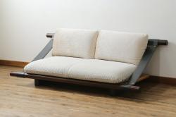 中古　大塚家具購入　モリシゲ(MORISHIGE/森繁)　ユニークなデザインが空間のアクセントになる2人掛けソファ(二人掛け、2P)(R-076655)