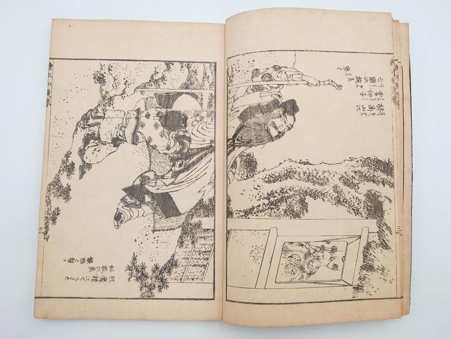 天保7年　葛飾北斎　「絵本和漢誉」　浮世絵　木版画(武者絵、英雄、画狂老人卍筆、古書)(R-083694)　