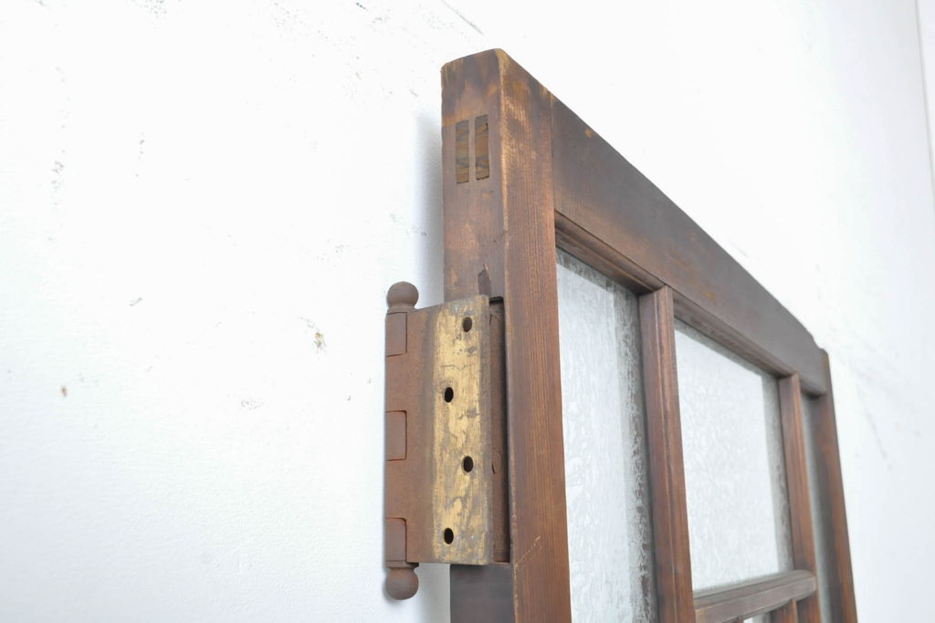 アンティーク建具　大正ロマンの雰囲気香る色ガラス入り扉1枚(ドア、木製ドア、建具)(R-062644)