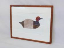 真作　柚木沙弥郎　「デコイ」　サイン入り　5号　リトグラフ(版画、絵画、額装、鴨、共シール)(R-077072)