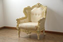 中古　イタリア高級家具　SILIK(シリック)　ロココ調　優雅で上品な空間づくりにぴったりな1人掛けソファ(一人掛けソファ、1P、アームソファ)(R-075092)
