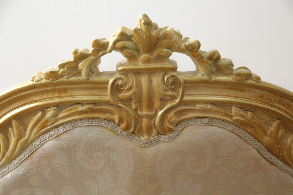 中古　イタリア高級家具　SILIK(シリック)　ロココ調　優雅で上品な空間づくりにぴったりな1人掛けソファ(一人掛けソファ、1P、アームソファ)(R-075092)