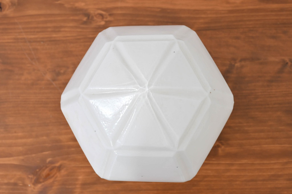 和製アンティーク　空間のアクセントになる上品な六角形ランプシェード(照明カバー、吊り下げ照明、ペンダントライト、天井照明、シェード、電笠)(R-083663)