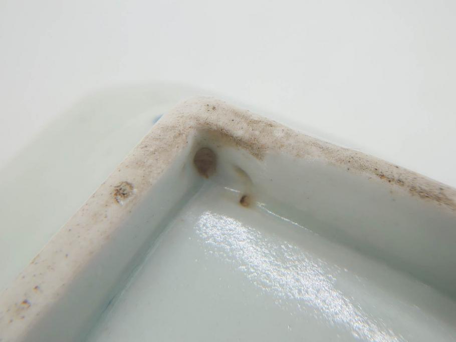 江戸期　古伊万里　染付　富貴長春　約21.5cm　7.1寸　牡丹蛸唐草文　細やかで力強く描かれた文様が魅力的な長皿(七寸一分、和食器、和皿)(R-077134)